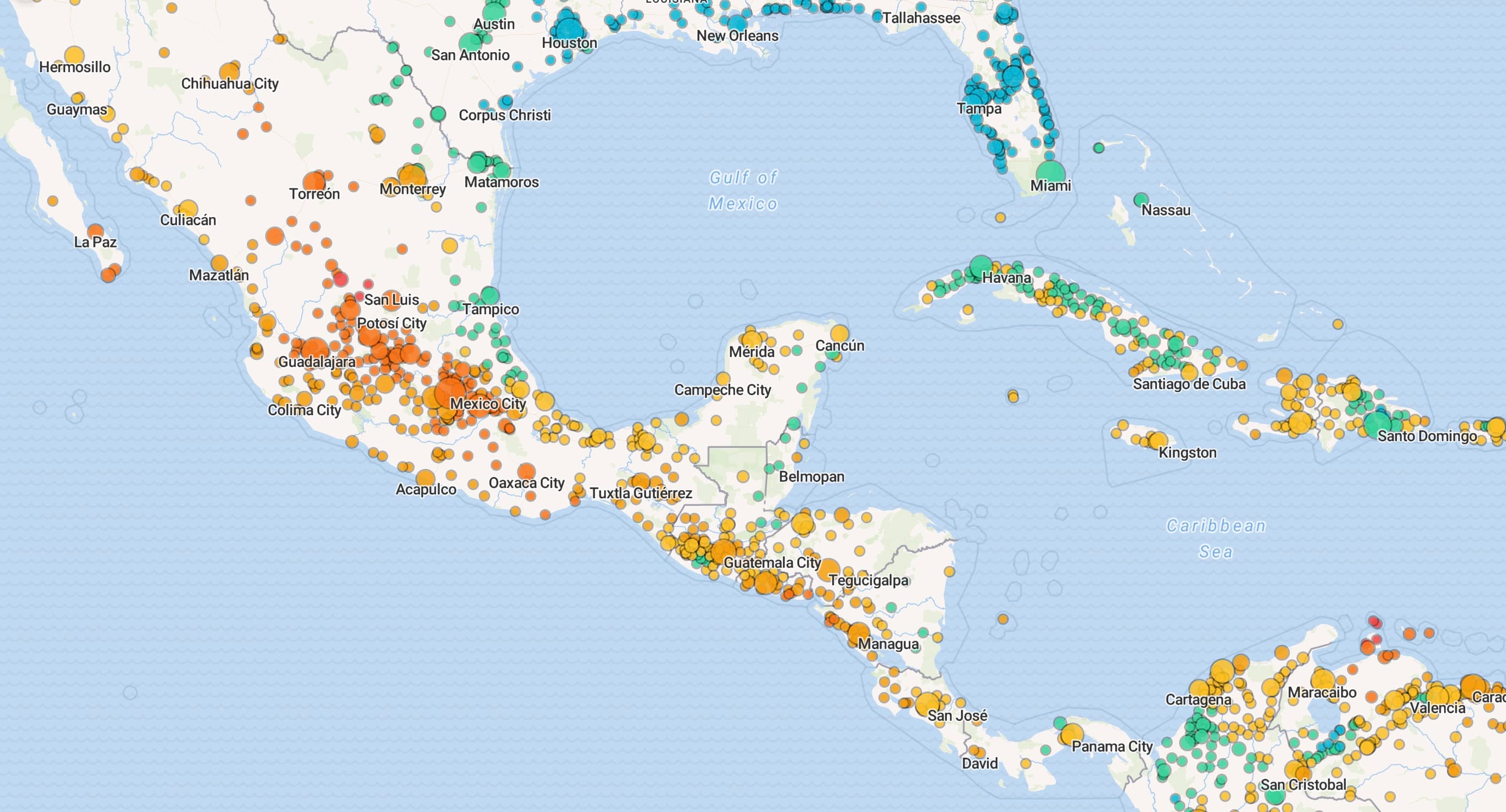 Extreme UV index days in Central America and Caribbean